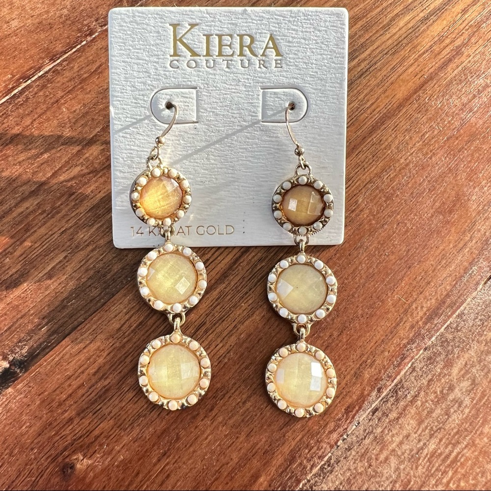 Kiera Couture Yellow Swarovski Crystal CZ 14k Gold Plated Dangle Earrings